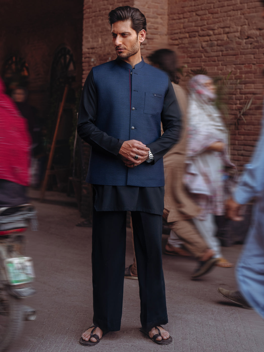 Navy Blue Blended Waistcoat - AL-WC-590A