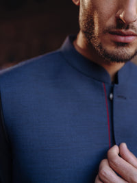 Navy Blue Blended Waistcoat - AL-WC-590A