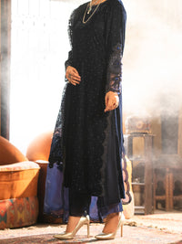 Dark Blue Velvet 3Pc Formal Stitched - AL-3PS-LS-444