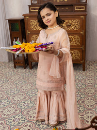 Light Pink Shimmer Net 3 Piece Stitched - ALGR-3PS-LS-013