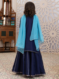 Blue Raw Silk 3Pc Stitched - ALGR-3PS-LS-020