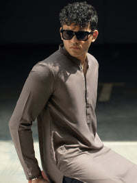 Brown Blended Kurta - AL-K-1089