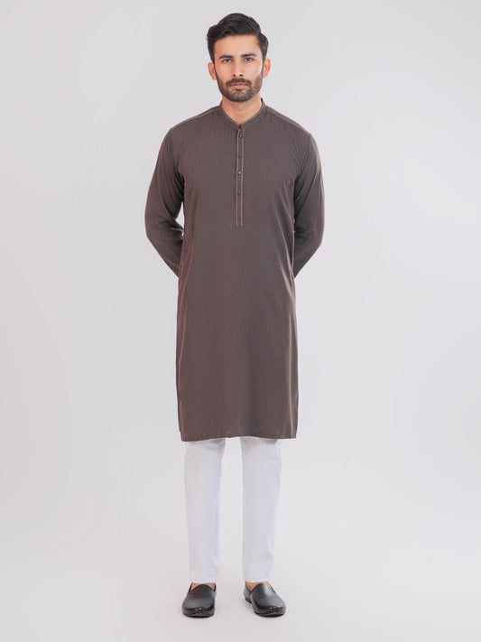 Dark Brown Blended Kurta - AL-K-1102