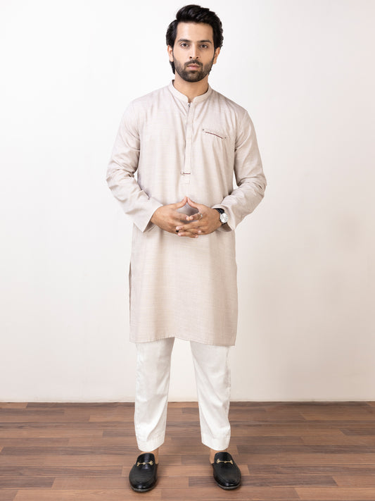 Fawn Blended Kurta - AL-K-1113A
