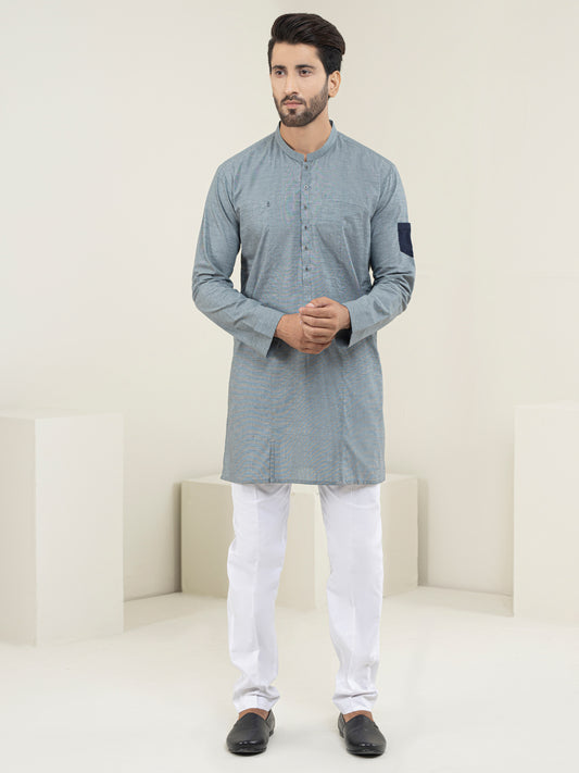 Grey Blended Kurta - AL-K-1128