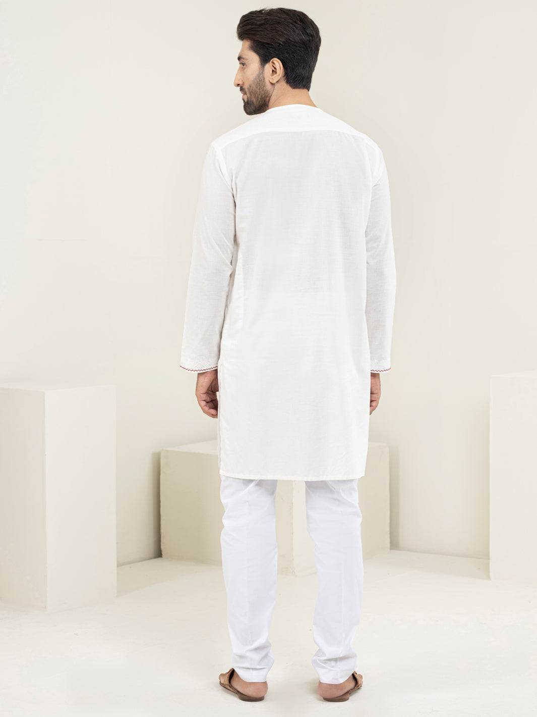 White Blended Kurta - AL-K-1132