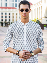 White Cotton Kurta - AL-K-1133B