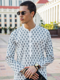 White Cotton Kurta - AL-K-1133B