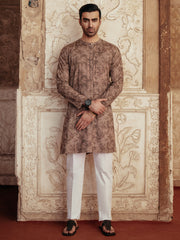 Brown Cotton Kurta - AL-K-1185 - Almirah Online