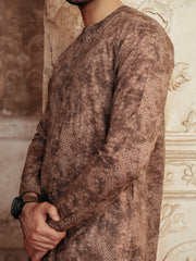 Brown Cotton Kurta - AL-K-1185 - Almirah Online