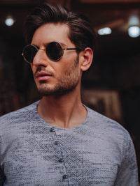 Grey Cotton Kurta - AL-K-1186