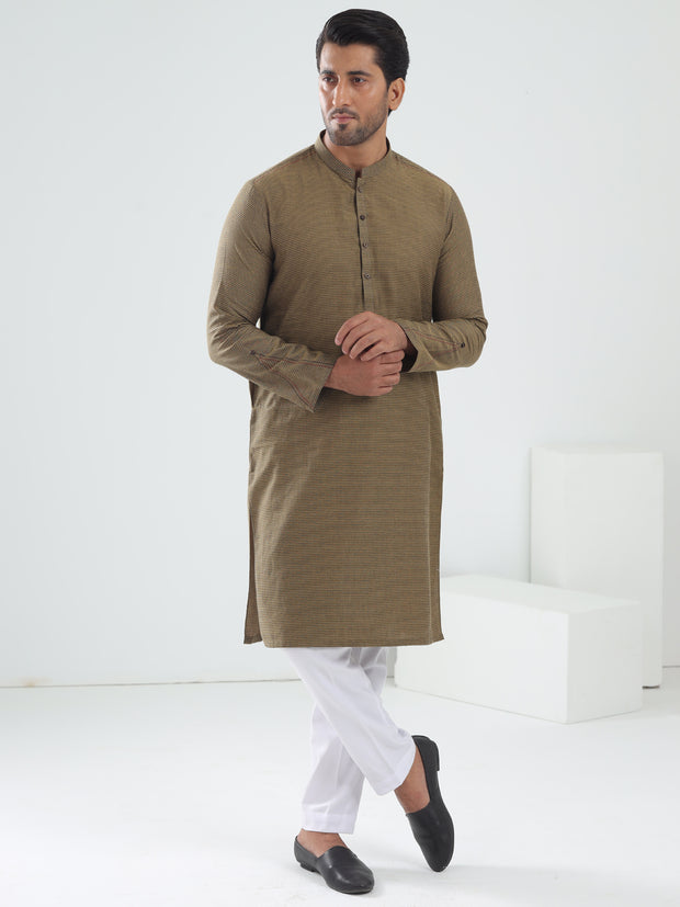 Mustard Cotton Kurta - AL-K-1203 - Almirah Online