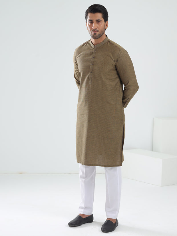 Mustard Cotton Kurta - AL-K-1203 - Almirah Online