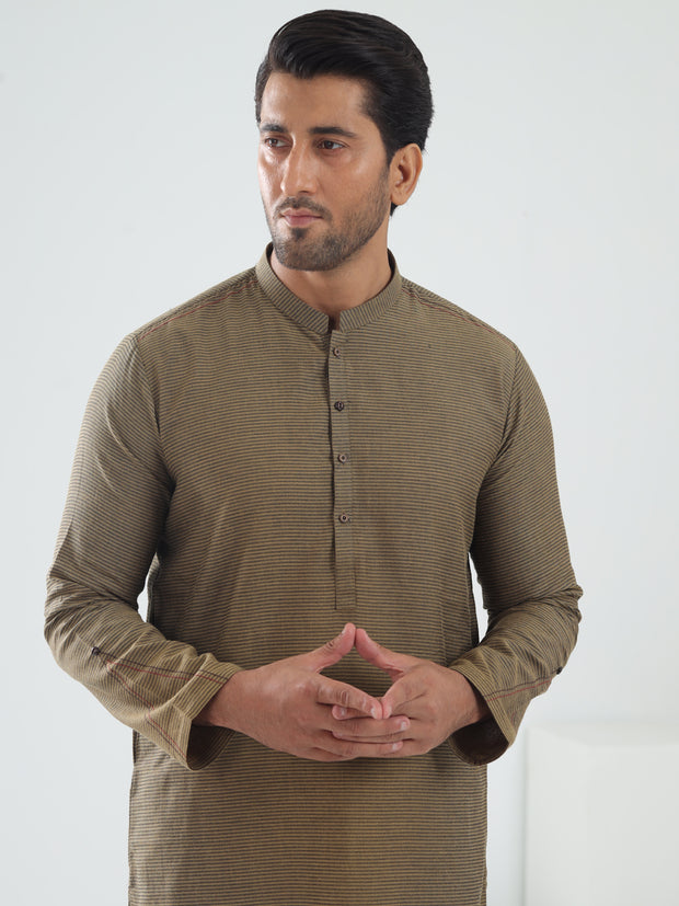 Mustard Cotton Kurta - AL-K-1203 - Almirah Online