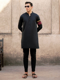 Black Cotton Kurta - AL-K-1204
