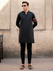 Black Cotton Kurta - AL-K-1204 - Almirah Online