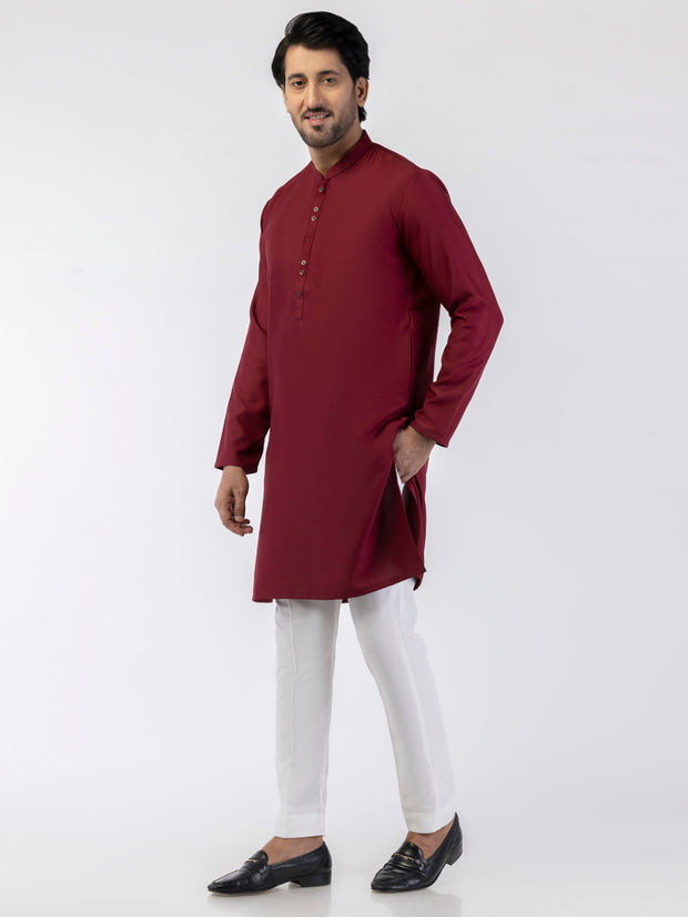 Maroon Blended Kurta - AL-K-1208