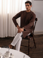 Dark Brown Blended Kurta - AL-K-1225B