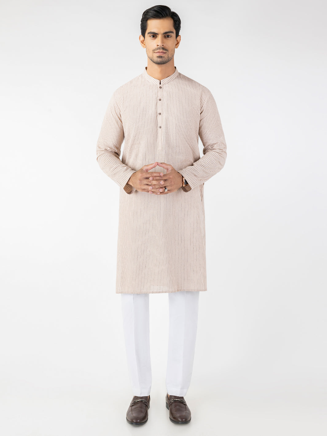 Beige Blended Kurta - AL-K-1251