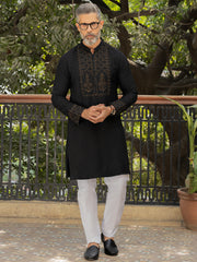 Black Blended Formal Kurta - AL-K-SP-046