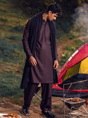 Dark Brown Blended Kameez Shalwar - AL-KS-2966