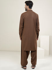 Brown Blended Kameez Shalwar - AL-KS-2977