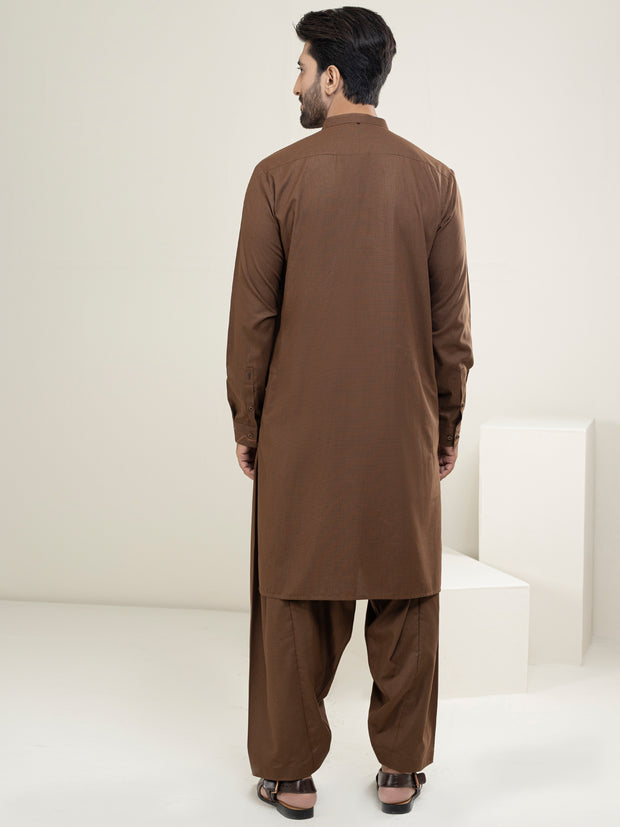 Brown Blended Kameez Shalwar - AL-KS-2977