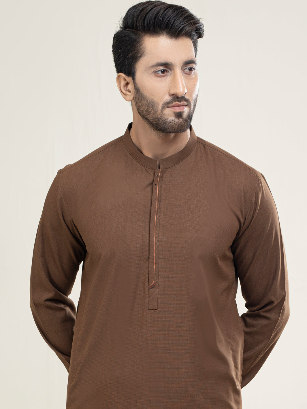 Brown Blended Kameez Shalwar - AL-KS-2977