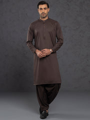 Brown Blended Kameez Shalwar - ALET-KS-1015 - Almirah Online