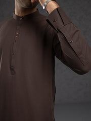 Brown Blended Kameez Shalwar - ALET-KS-1015 - Almirah Online