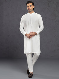White Plain Kurta Trousers - ALET-KT-3001-R2