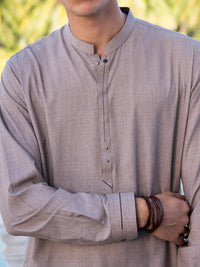 Light Brown Blended Kameez Shalwar - AL-KS-3035