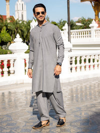 Grey Blended Kameez Shalwar - AL-KS-3036