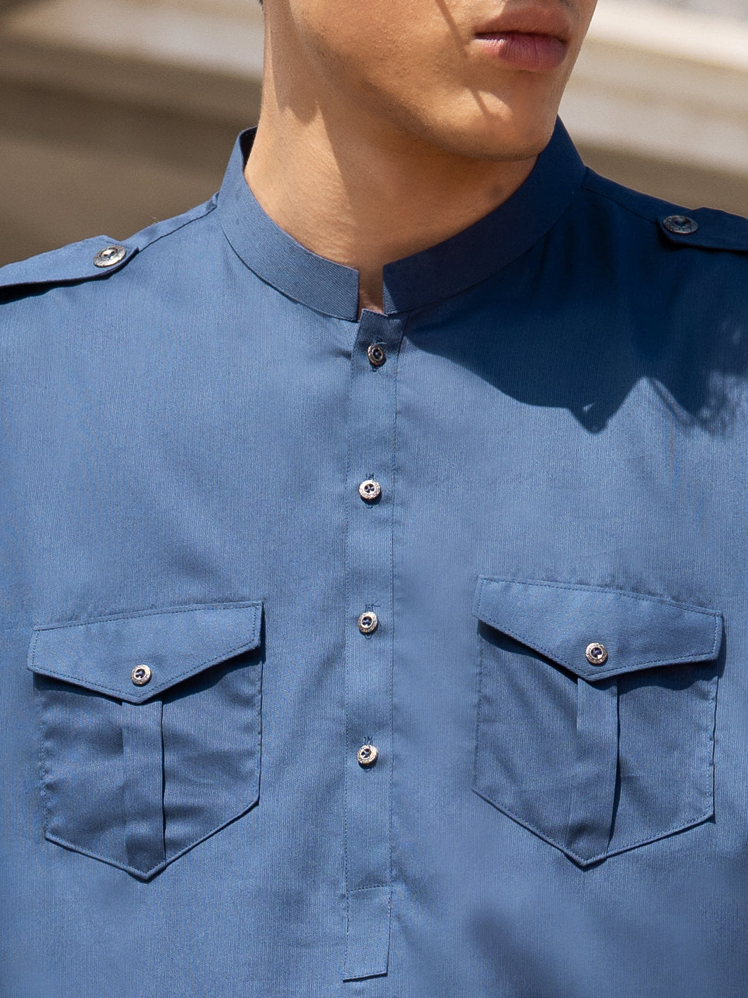 Blue Cotton Kameez Shalwar - AL-KS-3037B - Almirah Online