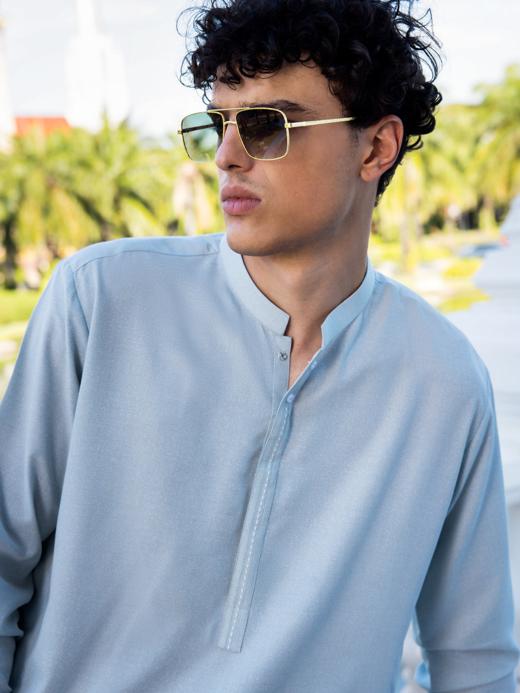 Sky Blue Blended Kameez Shalwar - AL-KS-3041 - Almirah Online