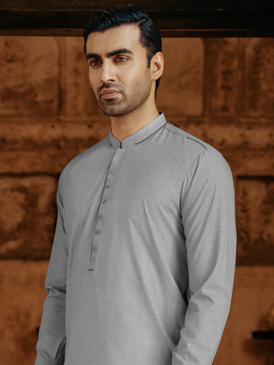 Light Grey Blended Kameez Shalwar - AL-KS-3071B - Almirah Online