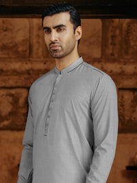 Light Grey Blended Kameez Shalwar - AL-KS-3071B