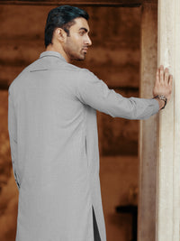 Light Grey Blended Kameez Shalwar - AL-KS-3071B