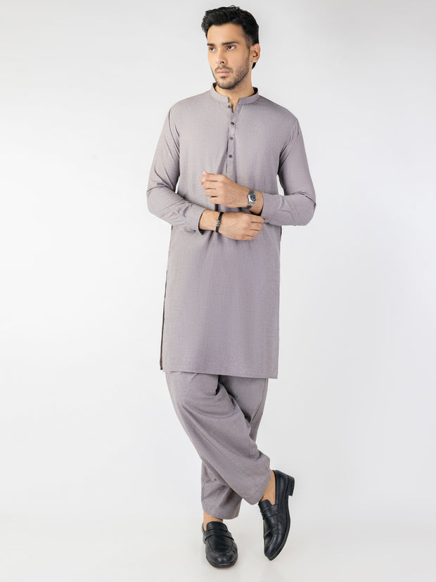 Light Brown Blended Kameez Shalwar - AL-KS-3095