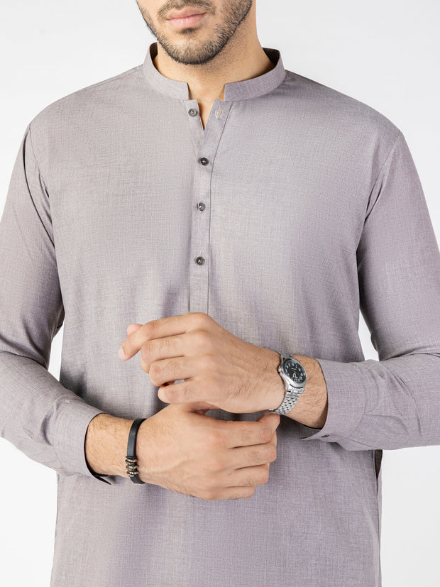Light Brown Blended Kameez Shalwar - AL-KS-3095