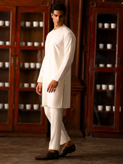 Off White Blended Kurta Trouser - AL-KT-3107