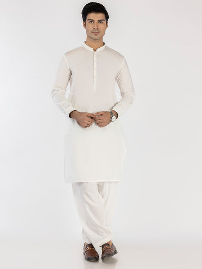 White Blended Kameez Shalwar - AL-KS-3125