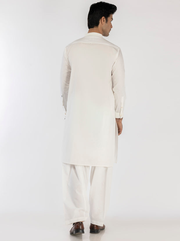 White Blended Kameez Shalwar - AL-KS-3125