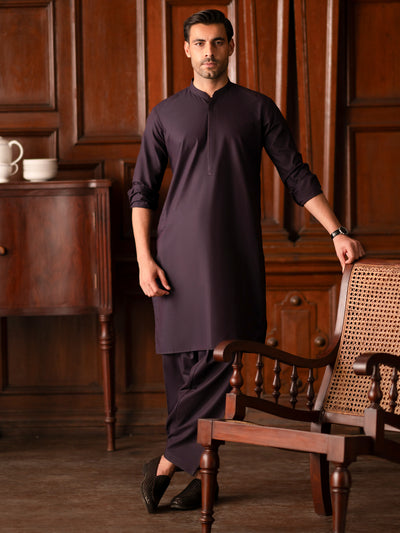 Purple Blended Kameez Shalwar - AL-KS-3130