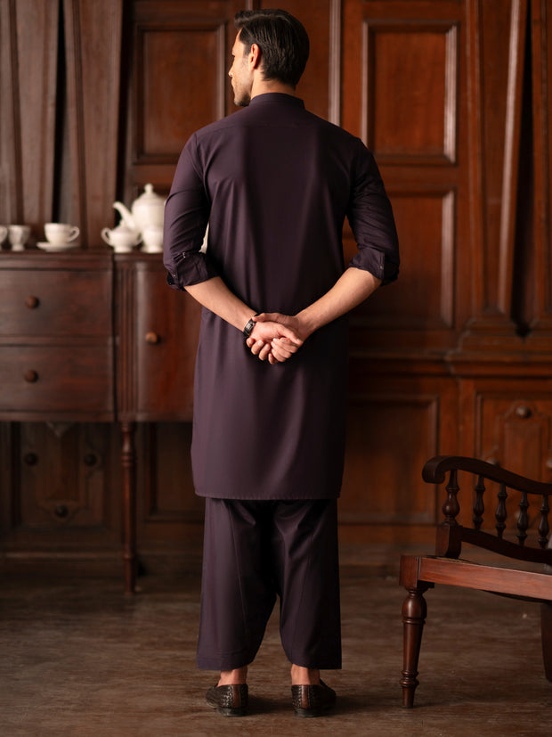 Purple Blended Kameez Shalwar - AL-KS-3130