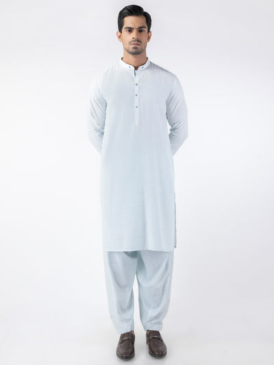 Light Blue Blended Kameez Shalwar - AL-KS-3156