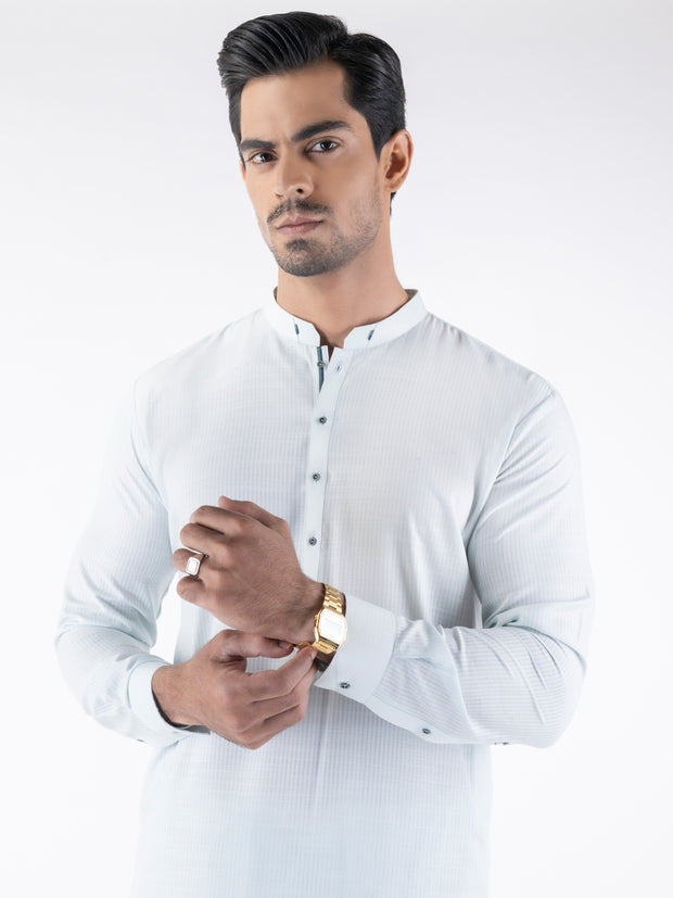 Light Blue Blended Kameez Shalwar - AL-KS-3156