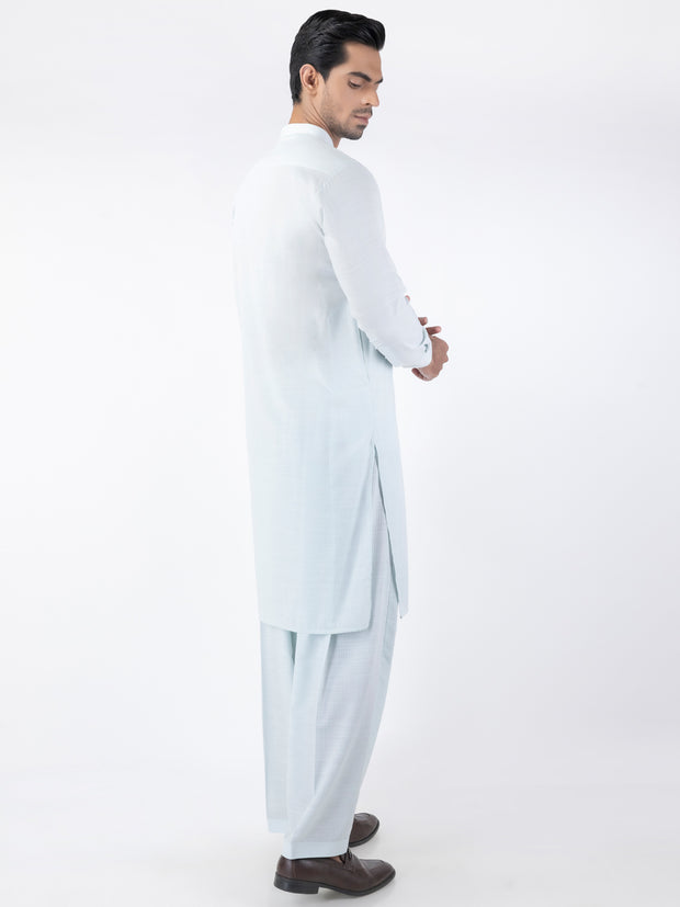 Light Blue Blended Kameez Shalwar - AL-KS-3156