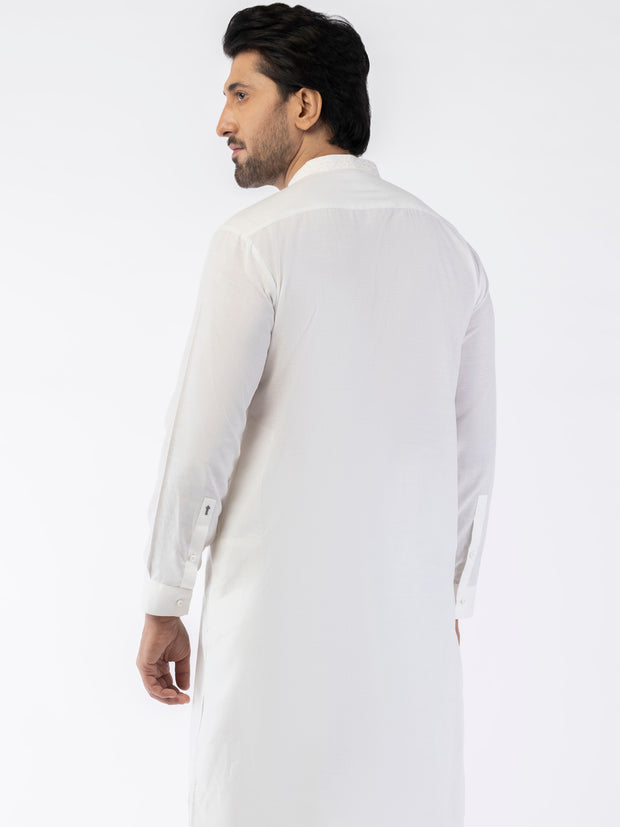 White Blended Kameez Shalwar - AL-KS-3167