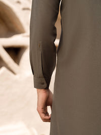 Olive Green Blended Kameez Shalwar - AL-KS-3181